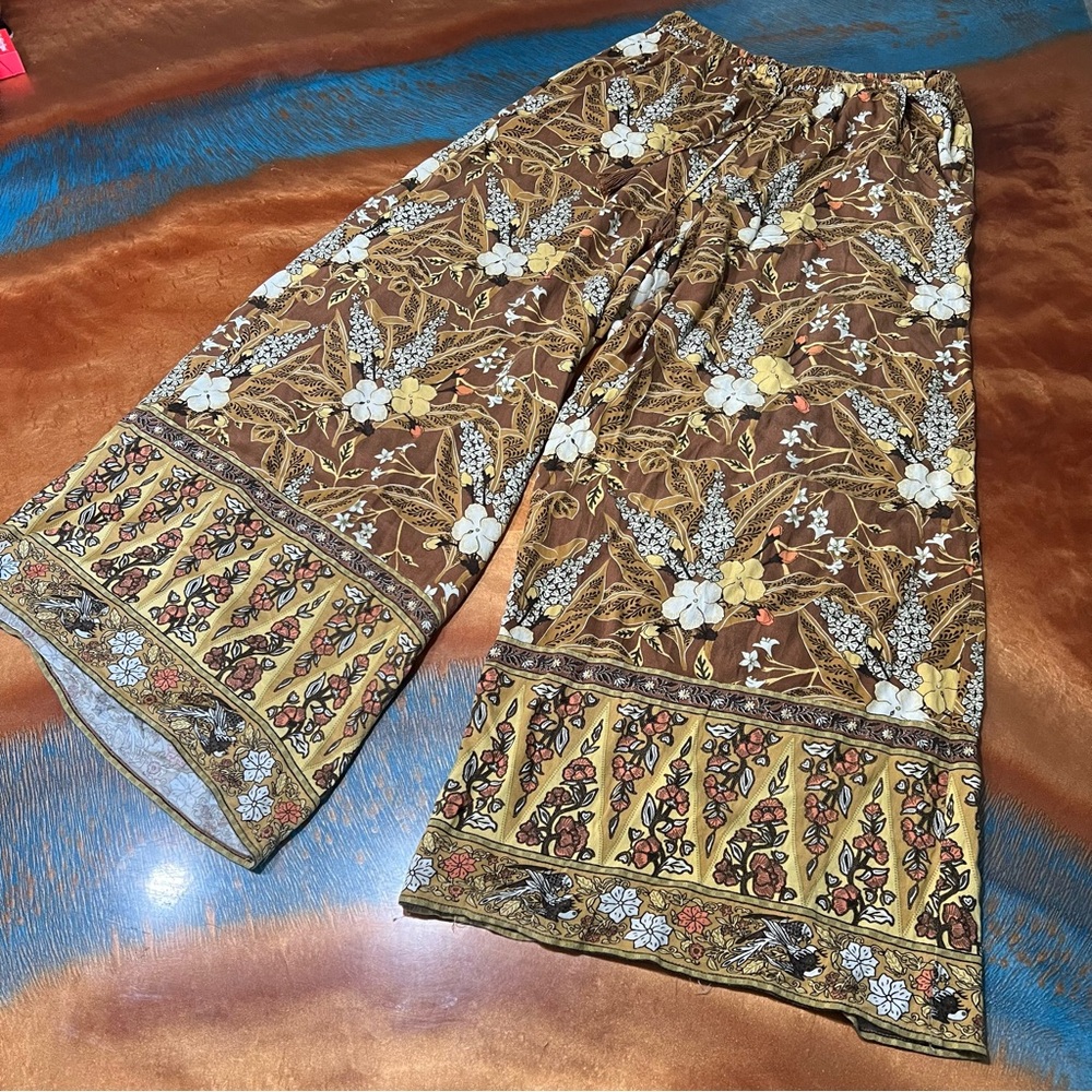 Spell & The Gypsy Bianca Brown Floral print wide leg pants size small - Picture 5 of 16